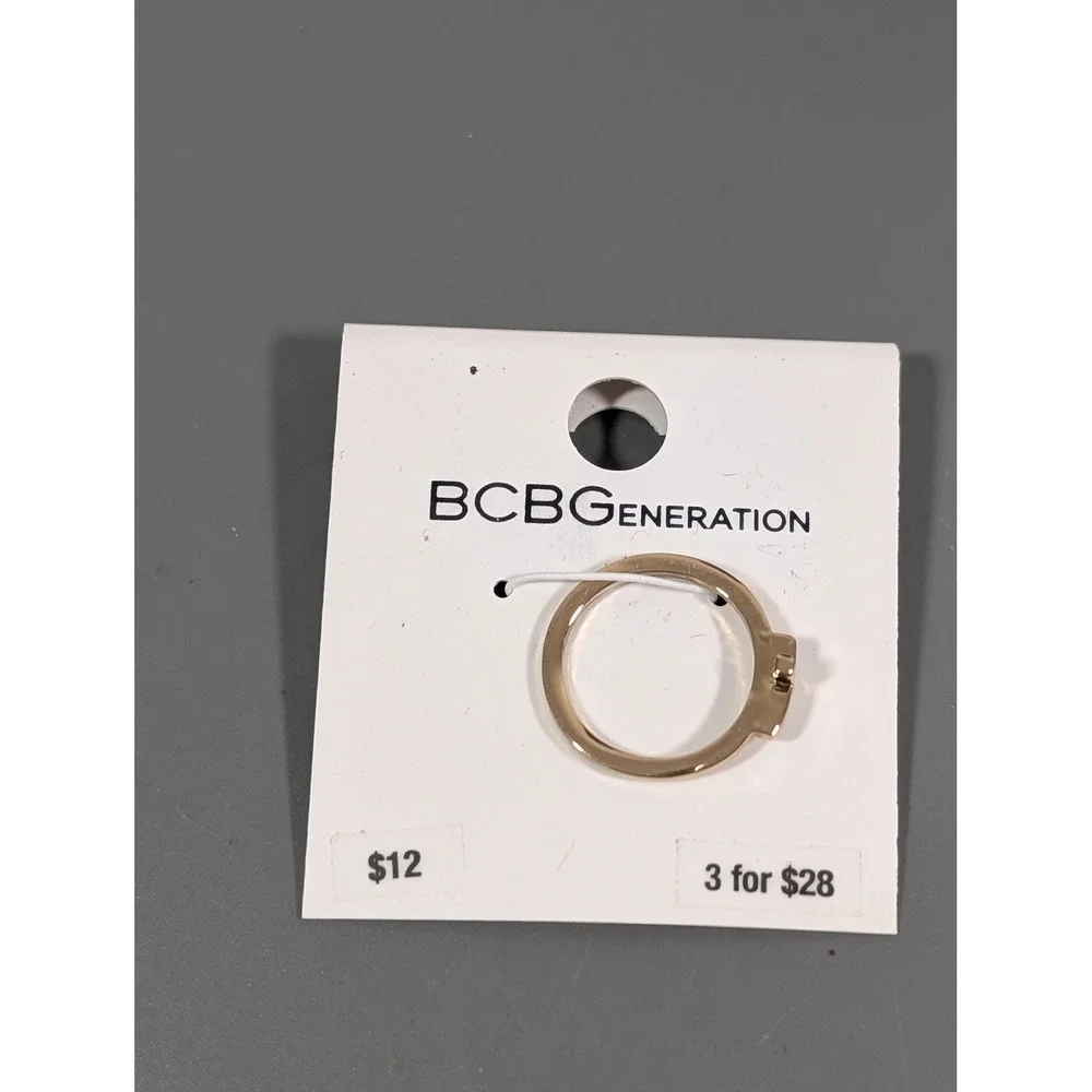 BCBGeneration Gold Tone Cross Ring Size 4 New Minimalist Petite Midi‎